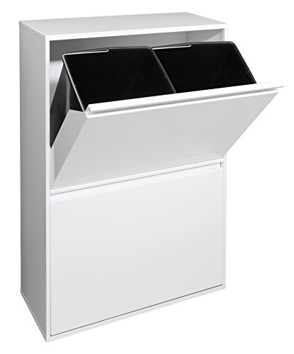 ARREGUI Basic CR601-B Cubo de basura y reciclaje de acero de 4 cubos, mueble de reciclaje, 4 x 17 L...