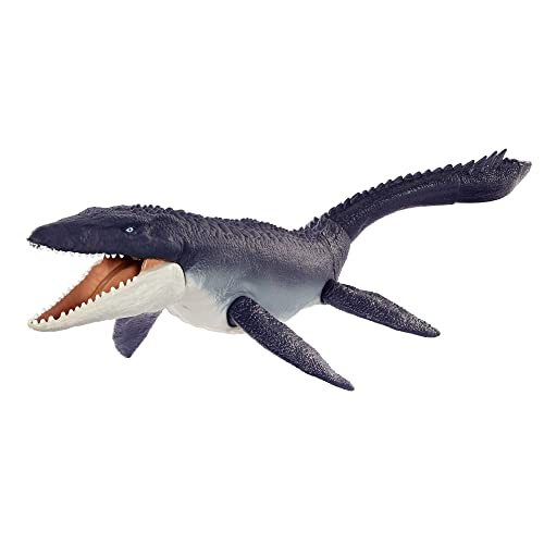 Jurassic World Mosasaurus defensor del océano Dinosaurio articulado hecho con plastico reciclado,...