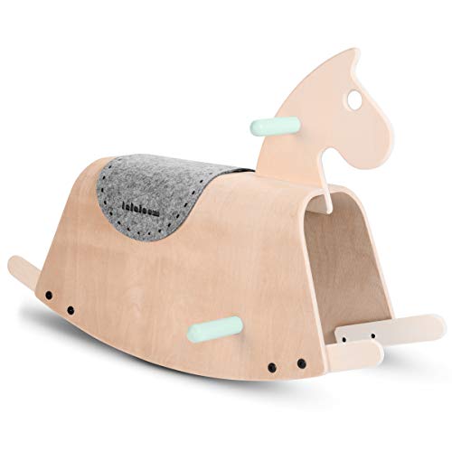 Caballito balancín para bebe de madera natural (diseño caballo mecedora, juguete para equilibrio...