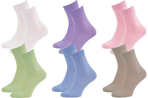 Rainbow Socks - Hombre Mujer Calcetines Colores de Bambu - 6 Pares - Blanco Violeta Rosa Azul...
