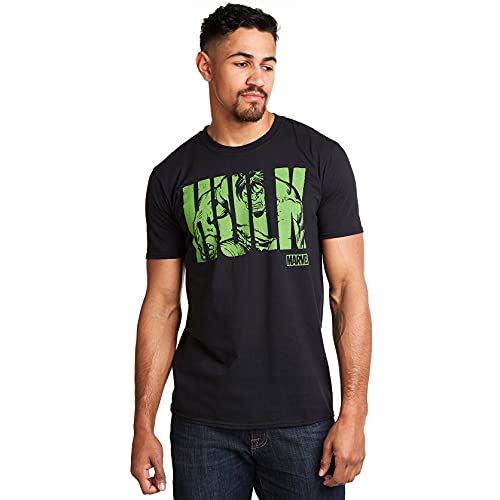 Marvel Hulk Text Camiseta, Negro (Black Blk), Medium (Talla del Fabricante: Medium) para Hombre