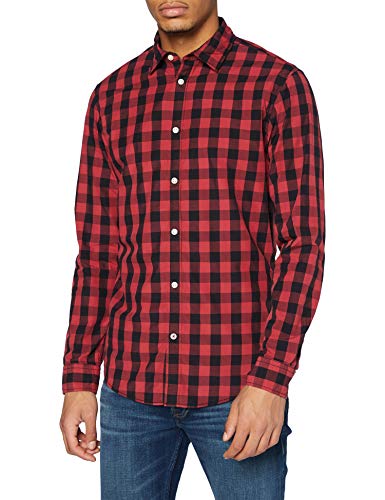 Jack & Jones Jjegingham Shirt L/s Camisa, Multicolor (Brick Red Checks:Mixed Black), Large para...