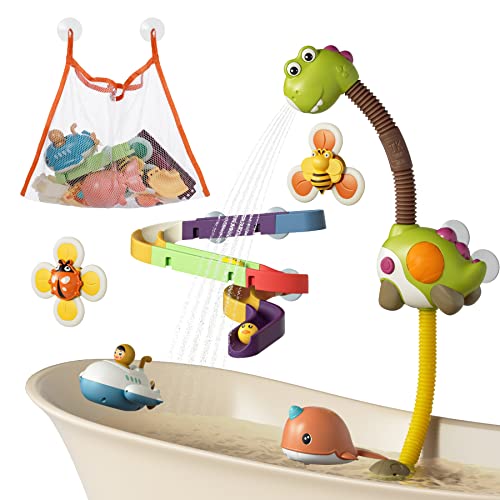Juguete de baño para bebés con rociador y 2 Juguetes de Cuerda y Puzzle DIY Pista Bolsa Juguetes...