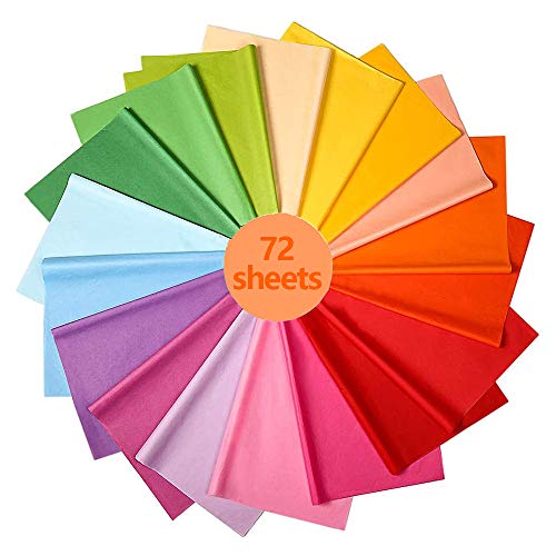 72 Hojas Papel Tisú - 18 Colores Papeles Seda de Colores, Papel Reciclado Embalaje Artesanal Hojas...