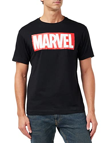 Marvel Core Logo Camiseta, Negro, M para Hombre
