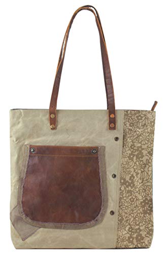 Bolso de compra señora Sunsa Vintage Bolso de hombro bolso de mano hecho de tela / tela con cuero...