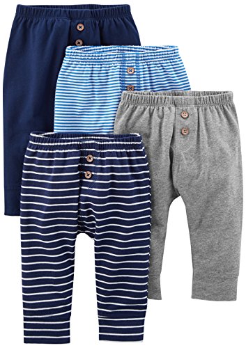 Simple Joys by Carter's pantalón para bebé, paquete de 4 ,Navy/Stripes/Gray ,3-6 Meses