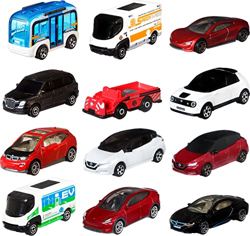 Matchbox Pack 12 coches de juguete eléctricos hechos con materiales reciclados, +3 años (Mattel...