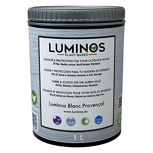 Luminos LUM1100 - BLANC PROVENZAL -Lasur Bio al Agua Protector Madera Exterior - Blanco Provenza 1L