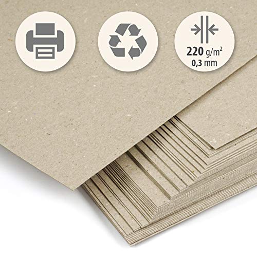 50 hojas papel grueso Cartón reciclado beig kraft claro DIN A4 220 g/m², Cartoncillo compacto para...