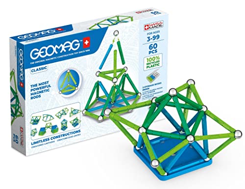 Geomag Classic - 60 Piezas - Bloques de Construcción Magnética para Niños - Green Line - Juguetes...