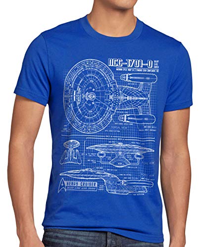 style3 NCC-1701-D Cianotipo Camiseta para Hombre T-Shirt Fotocalco Azul Trek Trekkie Star, Talla:XL,...